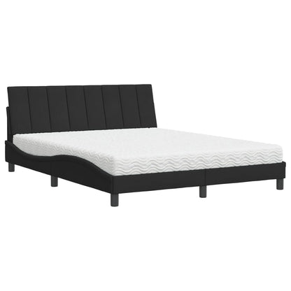 Bed Met Matras Fluweel 160 x 200 cm Zwart
