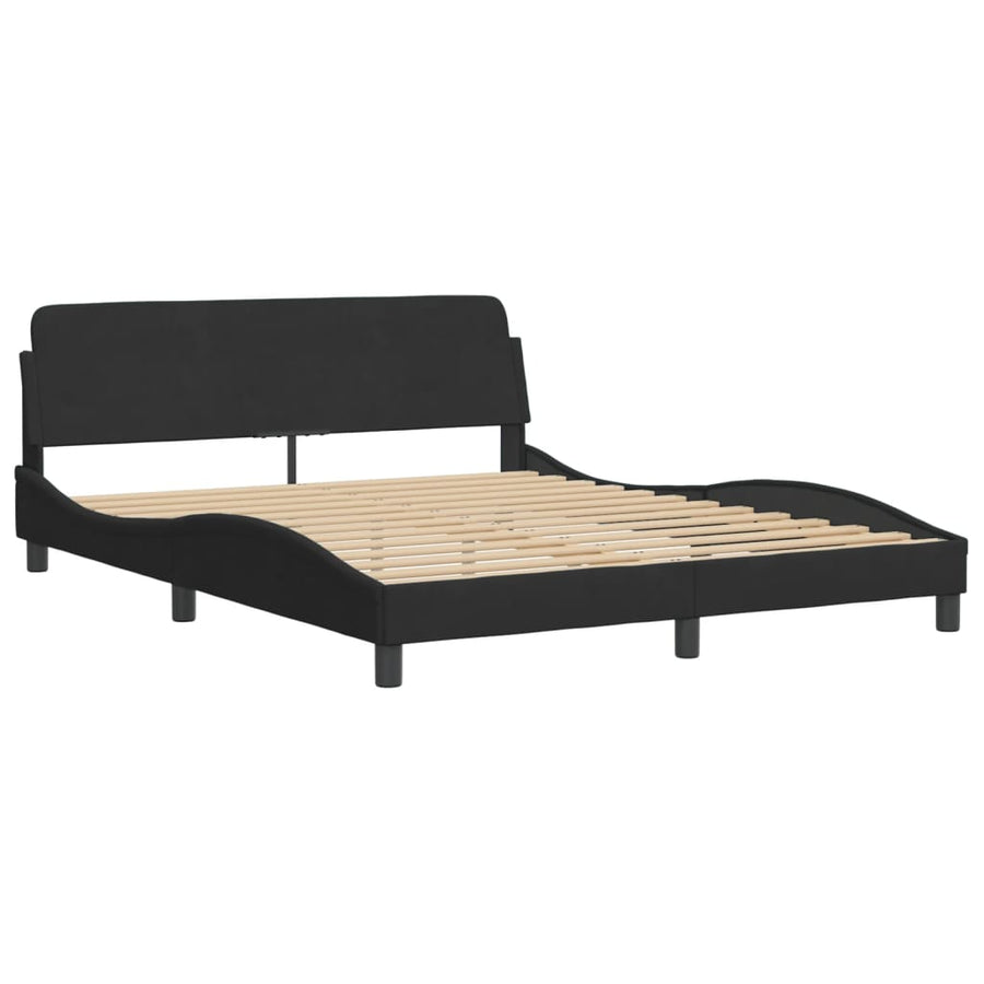 Bed Met Matras Fluweel 160 x 200 cm Zwart