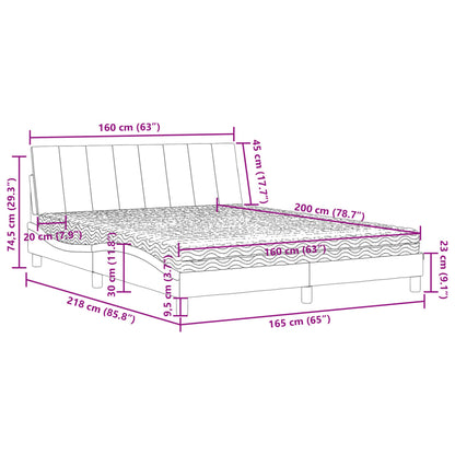Bed Met Matras Fluweel 160 x 200 cm Zwart