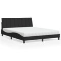 Bed met matras "Hanko" fluweel zwart 160x200 cm