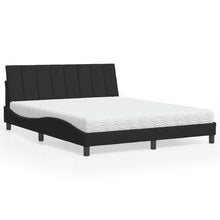 Bed Met Matras Fluweel 160 x 200 cm Zwart