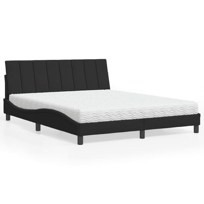 Bed Met Matras Fluweel 160 x 200 cm Zwart