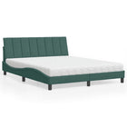 Bed with mattress "Hanko" velvet dark green 160x200 cm