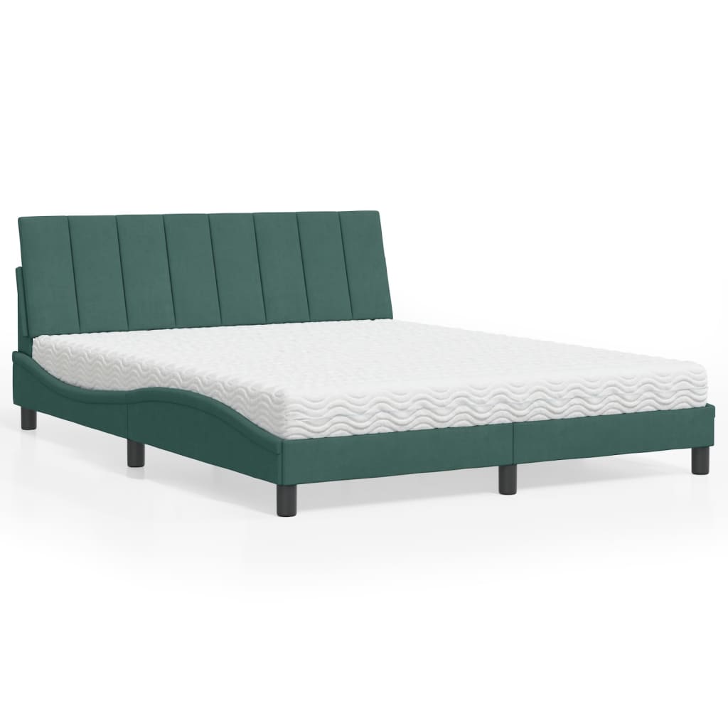 Bed Met Matras Fluweel 160 x 200 cm Donkergroen