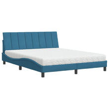 Bed Met Matras Fluweel 160 x 200 cm Blauw