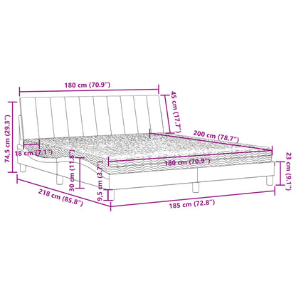 Bed met matras fluweel donkergrijs 180x200 cm