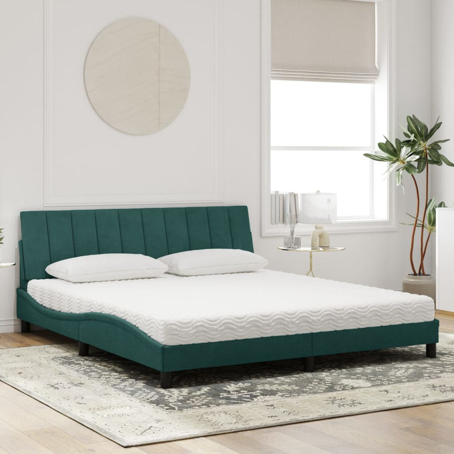 Bed Met Matras Fluweel 180 x 200 cm Donkergroen
