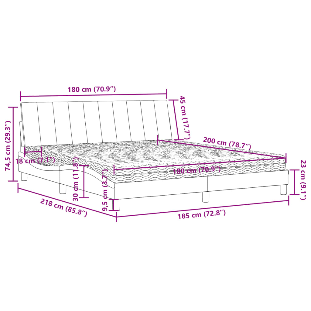 Bed Met Matras Fluweel 180 x 200 cm Roze