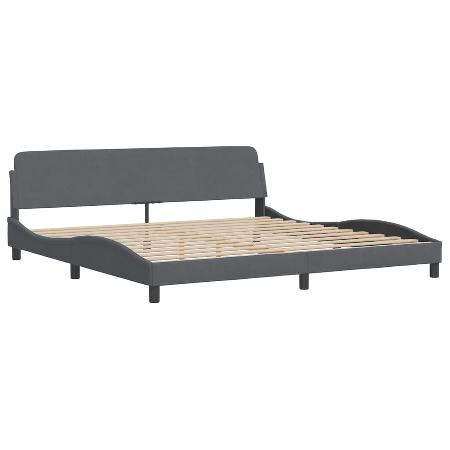 Bed Met Matras Fluweel 200 x 200 cm Donkergrijs