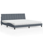 Bed met matras fluweel donkergrijs 200x200 cm