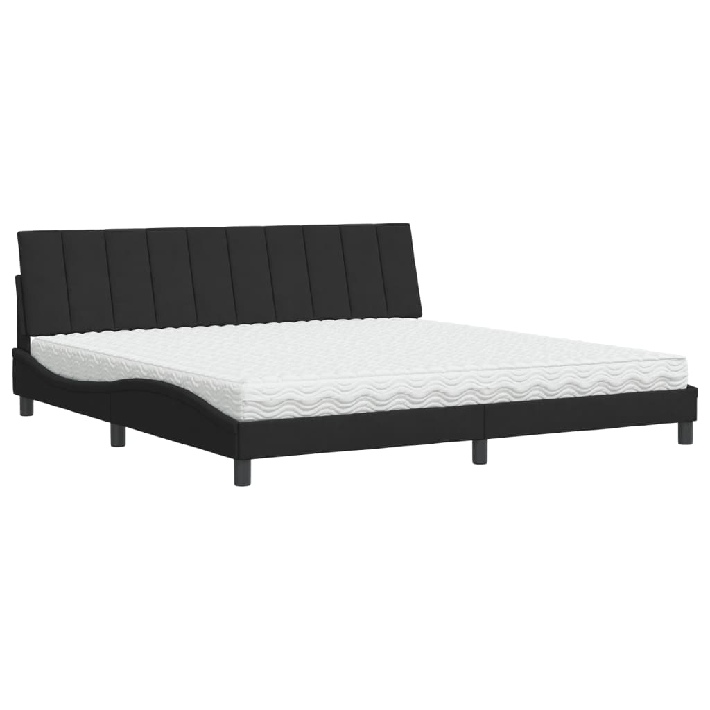 Bed Met Matras Fluweel Zwart 200X200 Cm