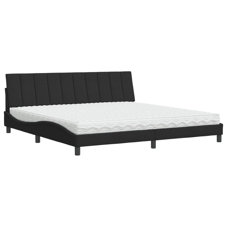 Bed Met Matras Fluweel Zwart 200X200 Cm
