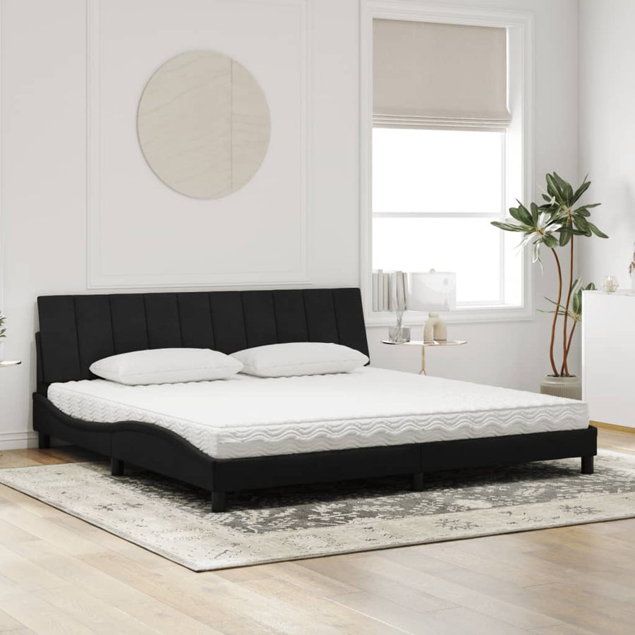 Bed Met Matras Fluweel Zwart 200X200 Cm