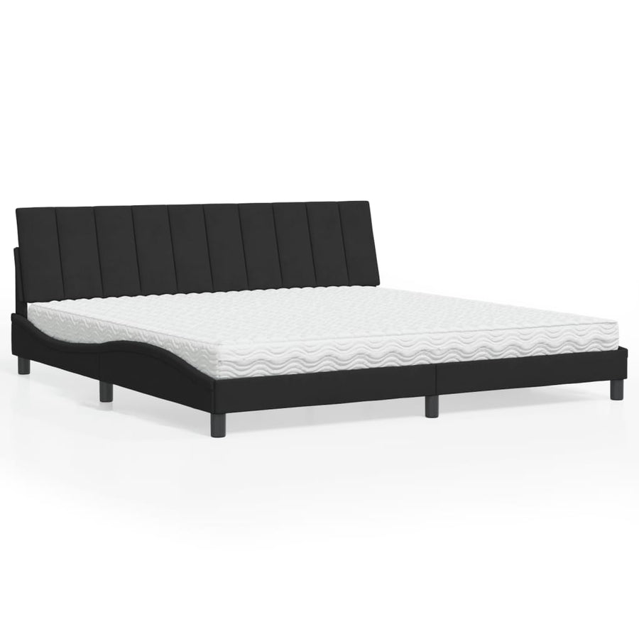 Bed Met Matras Fluweel Zwart 200X200 Cm