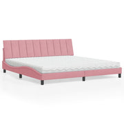 Bed met matras 200x200 cm fluweel roze