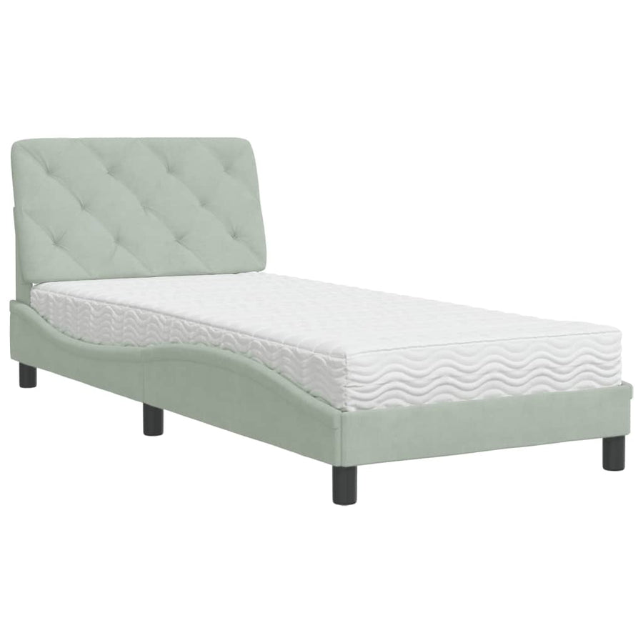 Bed met matras fluweel lichtgrijs 80x200 cm