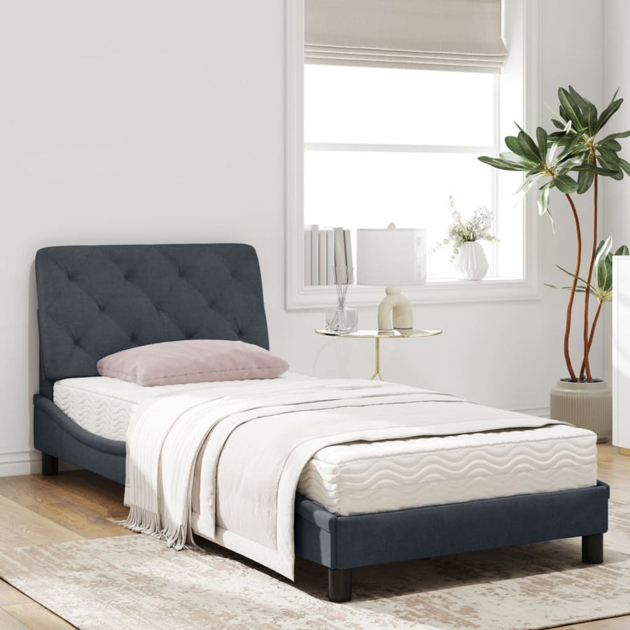 Bed met matras fluweel donkergrijs 80x200 cm