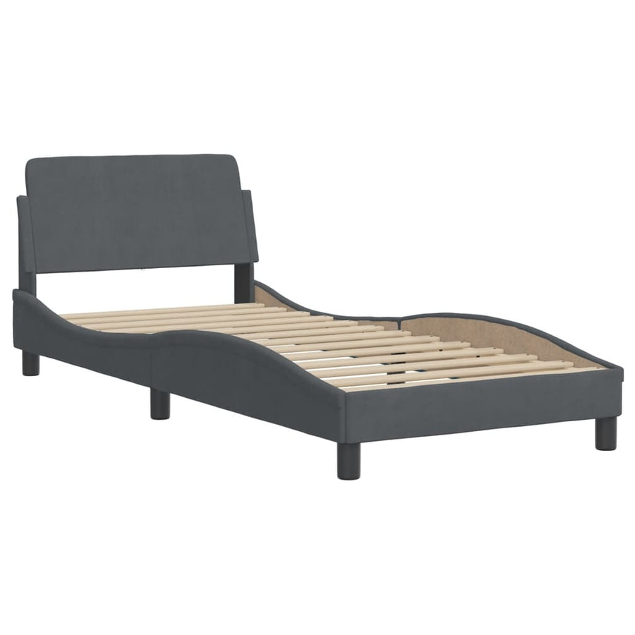 Bed met matras fluweel donkergrijs 80x200 cm
