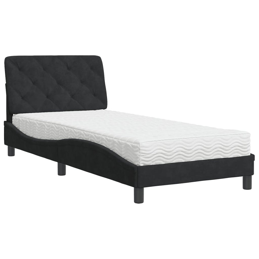 Bed met matras fluweel zwart 80x200 cm