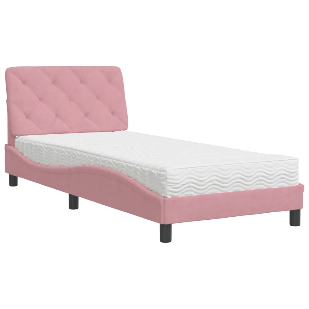 Bed met matras fluweel roze 80x200 cm