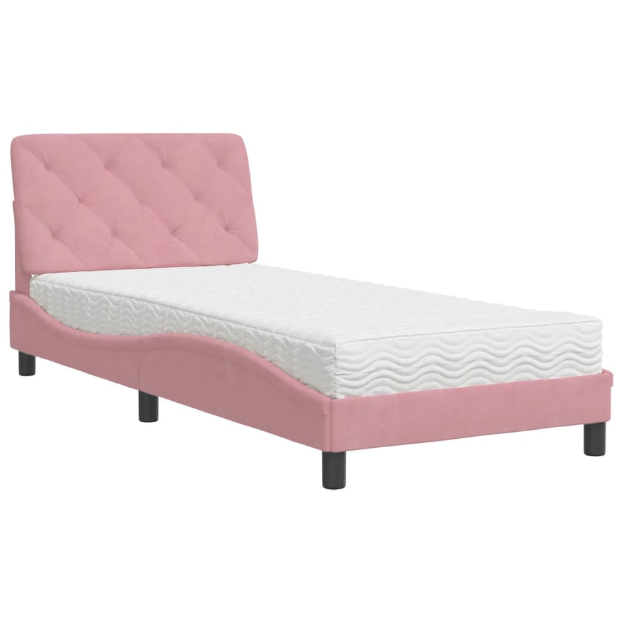 Bed met matras fluweel roze 80x200 cm
