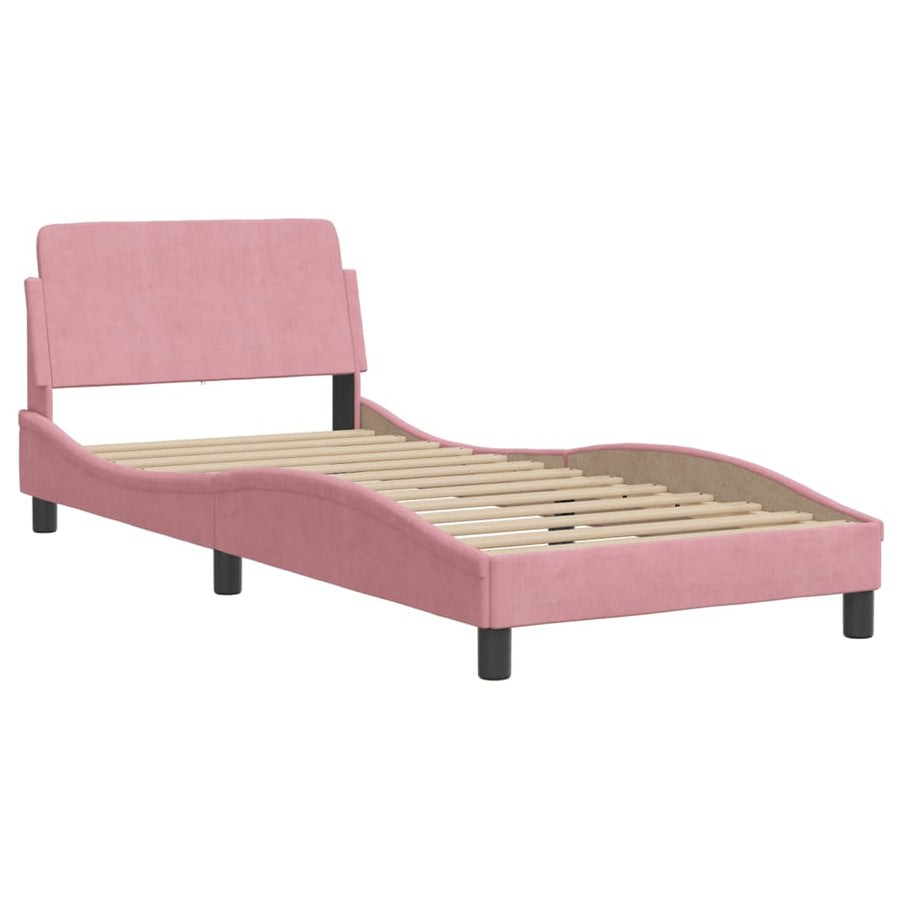 Bed met matras fluweel roze 80x200 cm