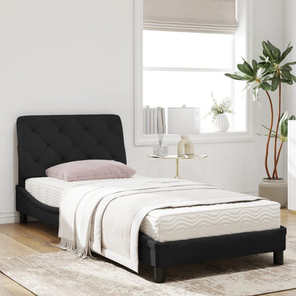 Bed met matras fluweel zwart 90x190 cm