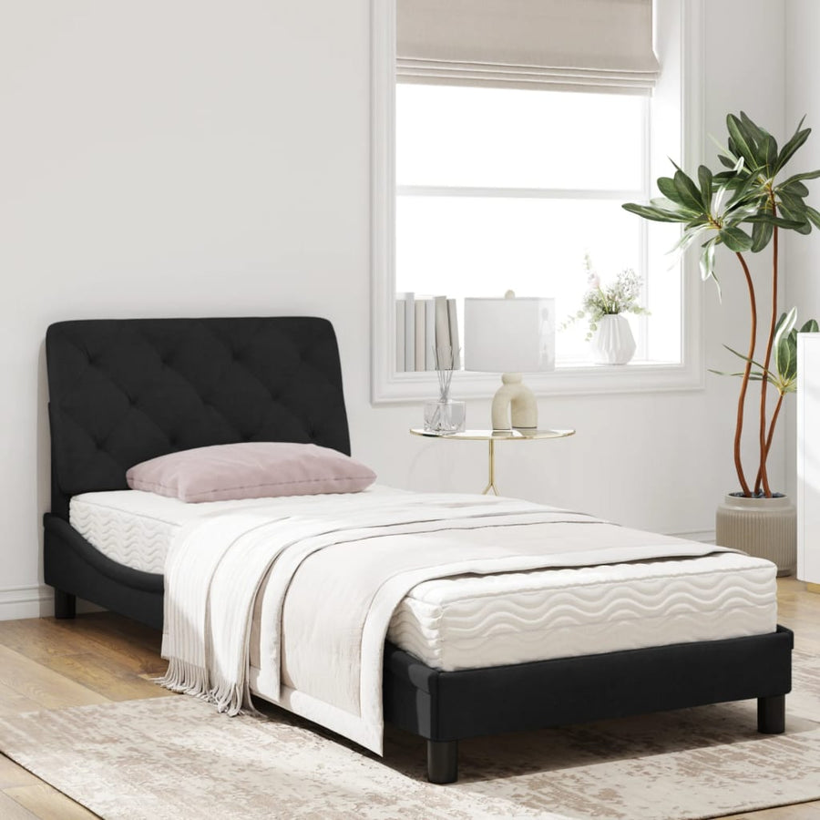 Bed met matras fluweel zwart 90x190 cm