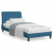Bed met matras 90x190 cm fluweel blauw