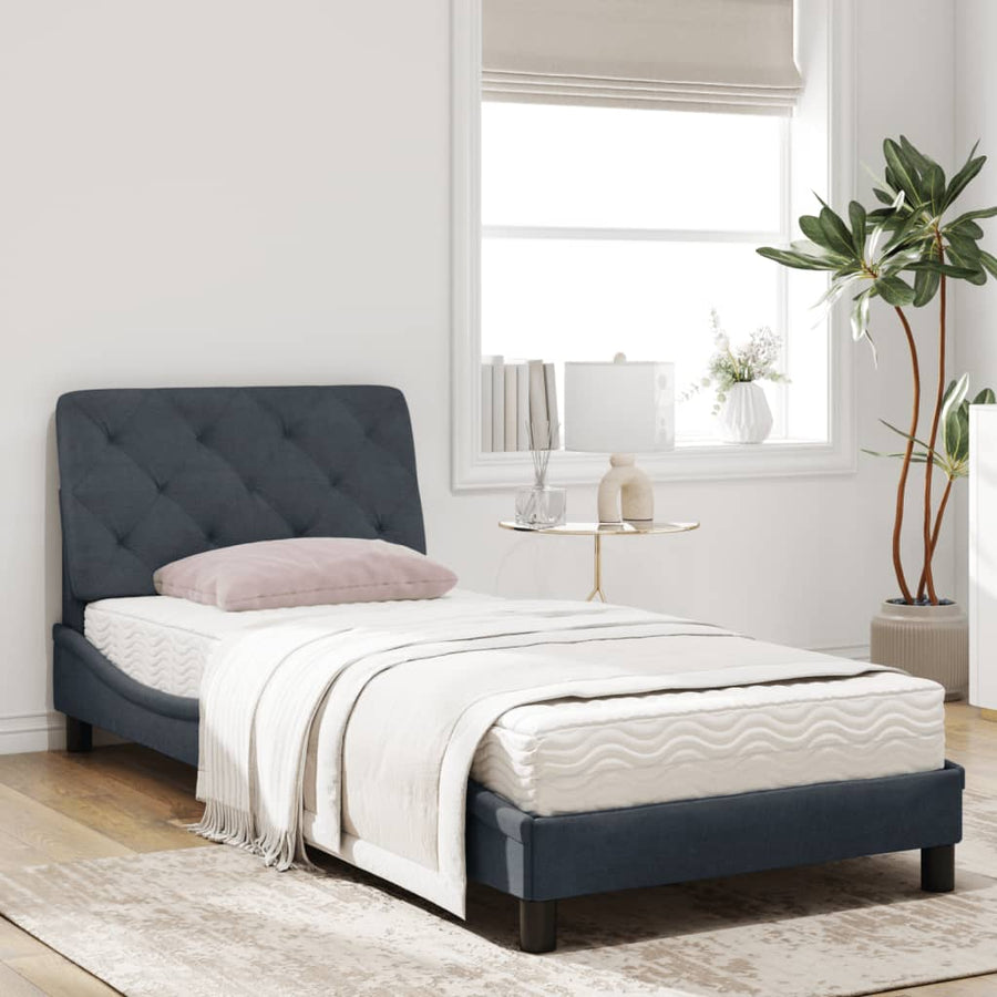 Bed met matras fluweel donkergrijs 90x200 cm