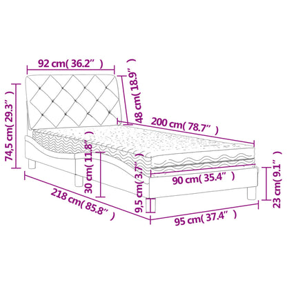 Bed met matras fluweel zwart 90x200 cm