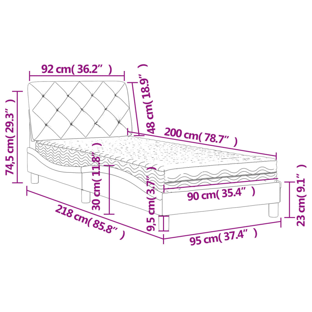 Bed met matras fluweel donkergroen 90x200 cm