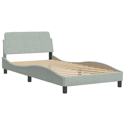 Bed met matras fluweel lichtgrijs 100x200 cm
