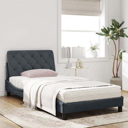 Bed met matras fluweel donkergrijs 100x200 cm