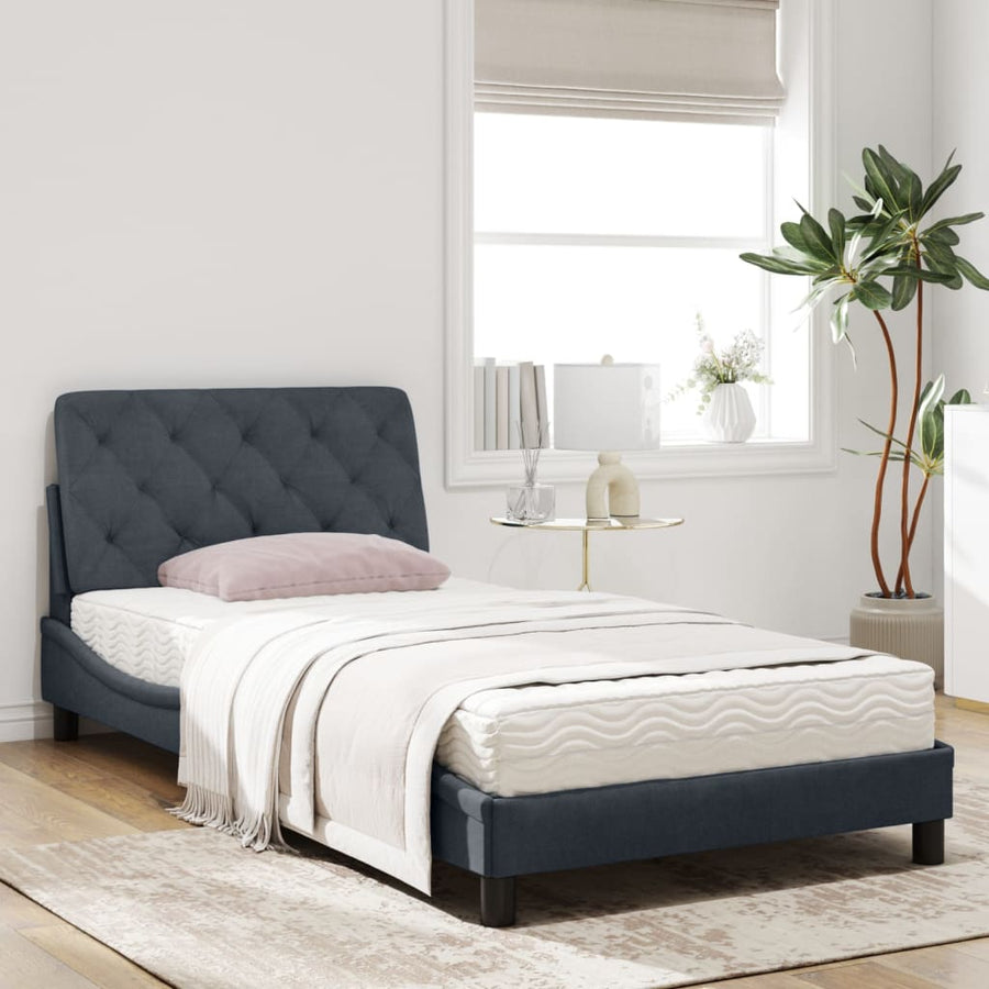 Bed met matras fluweel donkergrijs 100x200 cm