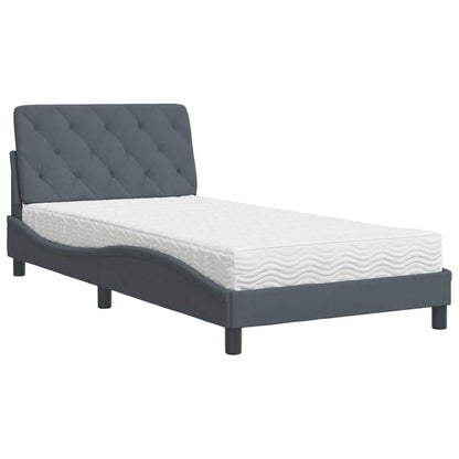Bed met matras fluweel donkergrijs 100x200 cm