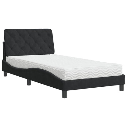 Bed met matras fluweel zwart 100x200 cm