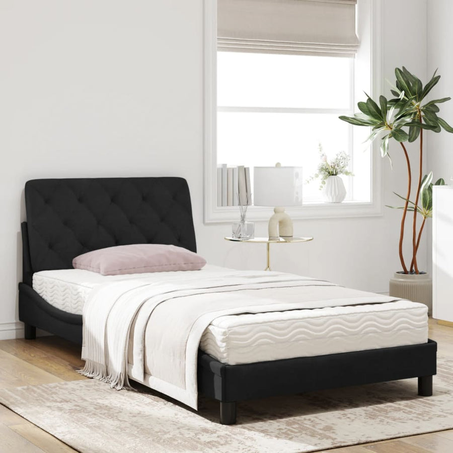 Bed met matras fluweel zwart 100x200 cm