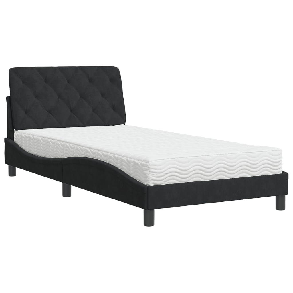 Bed met matras fluweel zwart 100x200 cm