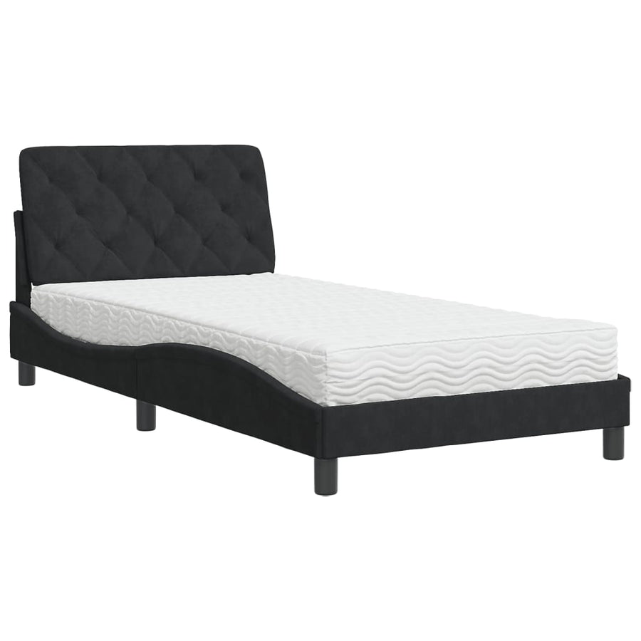 Bed met matras fluweel zwart 100x200 cm
