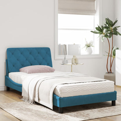 Bed met matras fluweel blauw 100x200 cm