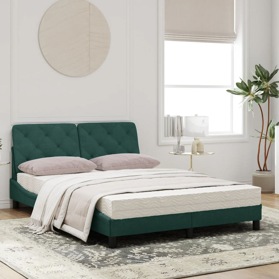 Bed met matras fluweel donkergroen 120x200 cm