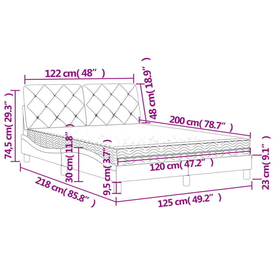 Bed met matras fluweel donkergroen 120x200 cm