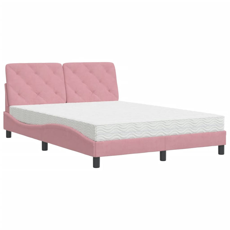 Bed met matras fluweel roze 120x200 cm