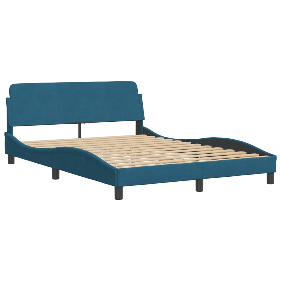 Bed met matras fluweel blauw 140x190 cm