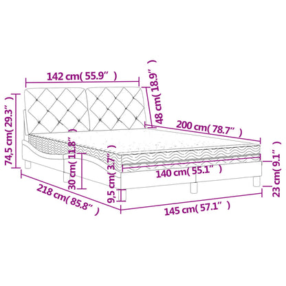 Bed met matras fluweel lichtgrijs 140x200 cm