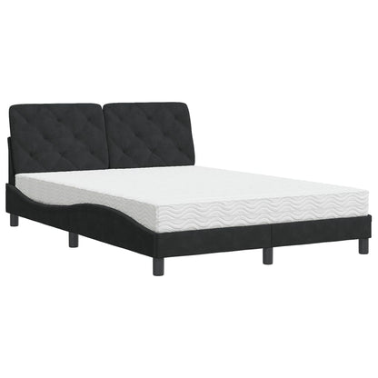 Bed met matras fluweel zwart 140x200 cm