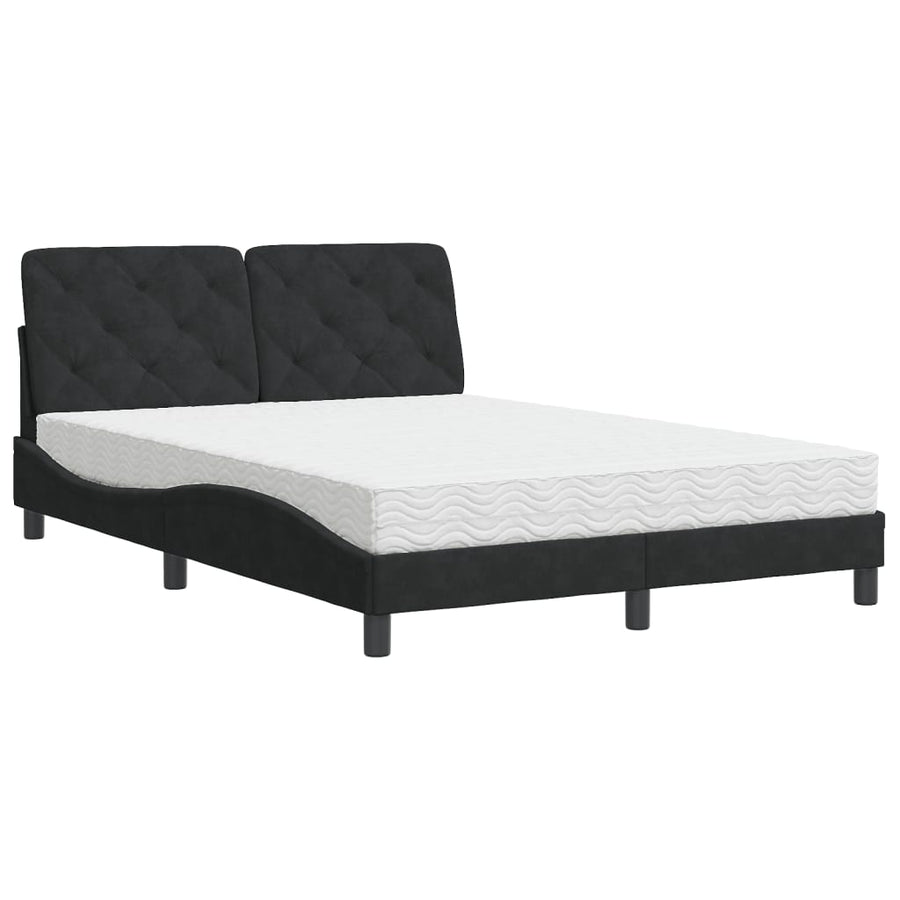 Bed met matras fluweel zwart 140x200 cm
