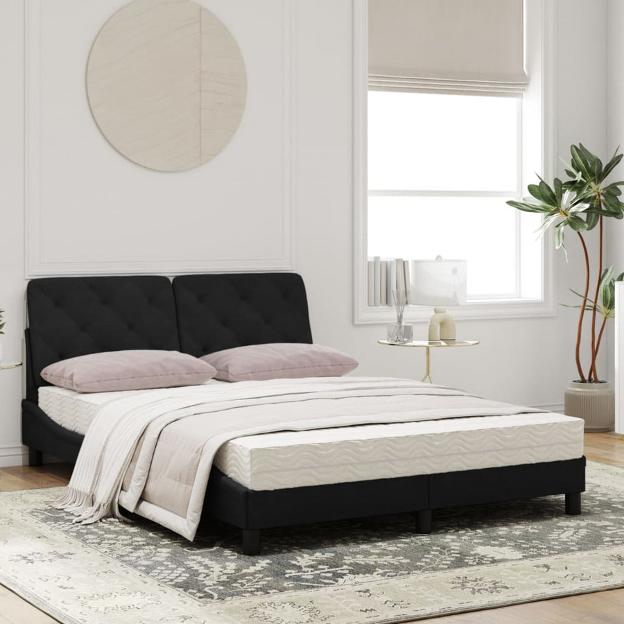 Bed met matras fluweel zwart 140x200 cm