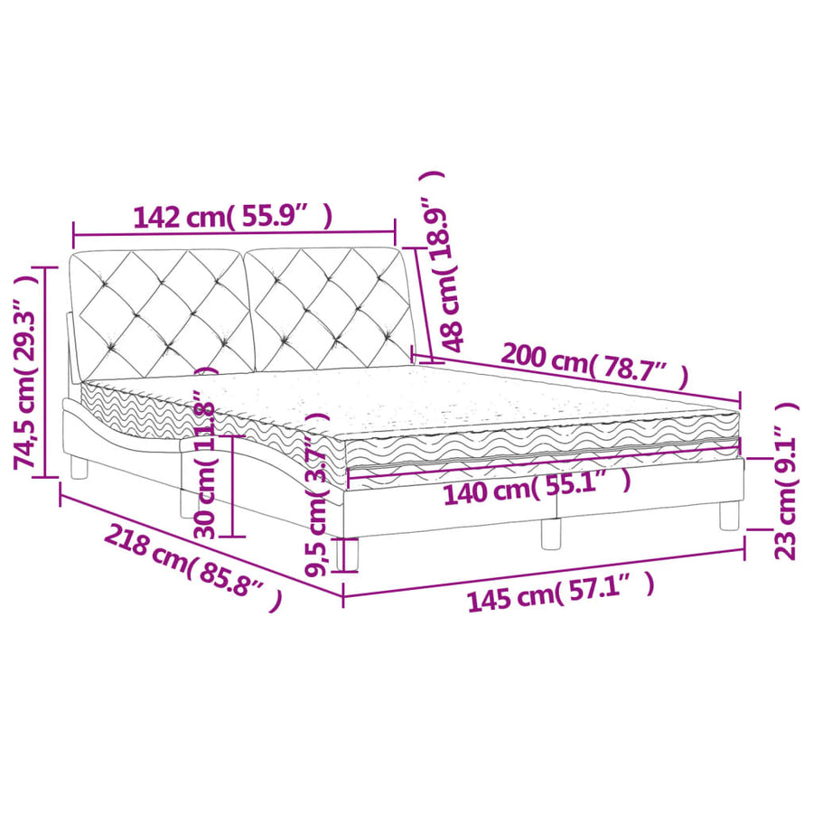 Bed met matras fluweel zwart 140x200 cm